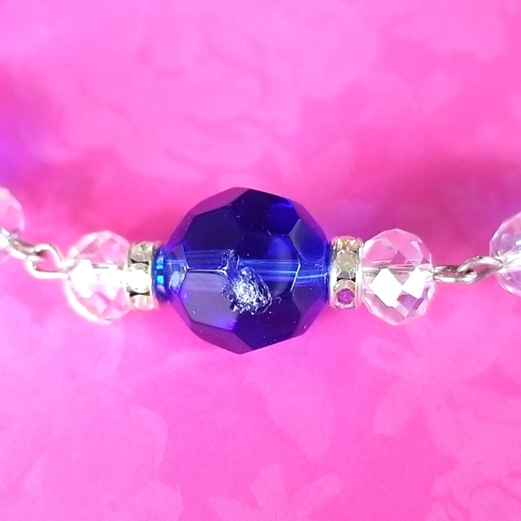 Hand Crafted Vintage Sapphire Crystal Rhinestone Bead Bracelet - Picture 16 of 16